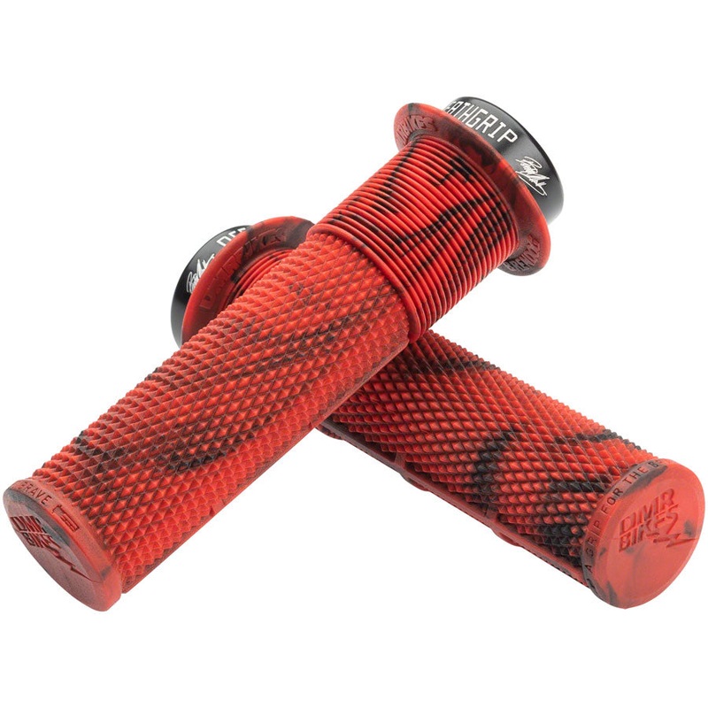DMR DeathGrip Flanged Grips – Thin Lock-On Marble Red