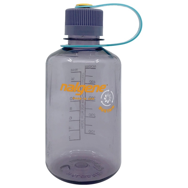 Eco-Friendly Nalgene 16oz Sustain Narrow Mouth Water Bottles in Cerulean Blue & Aubergine  Recycled Content, Leak-Proof, Durable Hydration Gear