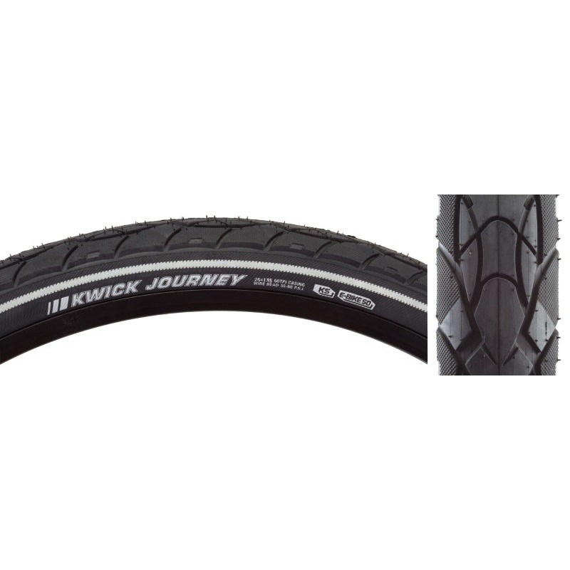Kwick Journey Tire – 26 x 1.95 Clincher Wire Black/Reflective 60tpi KS