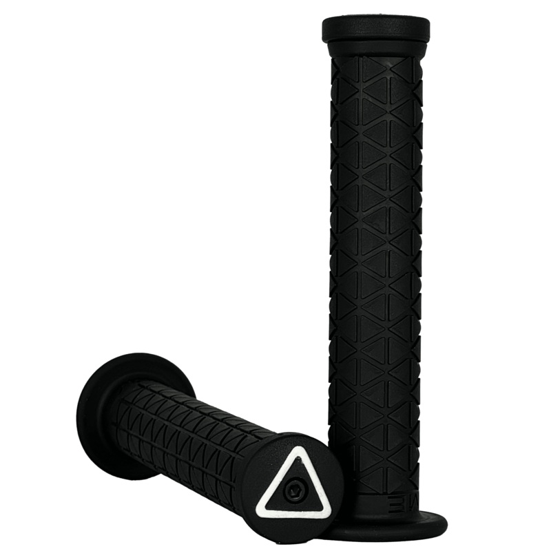 AME Super Tri Long BMX Grips w/ Plugs – Flangeless – Black – USA Made