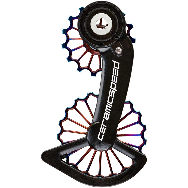 CeramicSpeed OSPW Pulley Wheel System SRAM Red/Force AXS – Coated Races 3D Printed Titanium Pulley Carbon Cage Oil Slick PVD