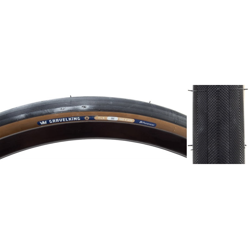 GravelKing Slick Plus Tire – 700 x 35 Tubeless Folding Black/Brown