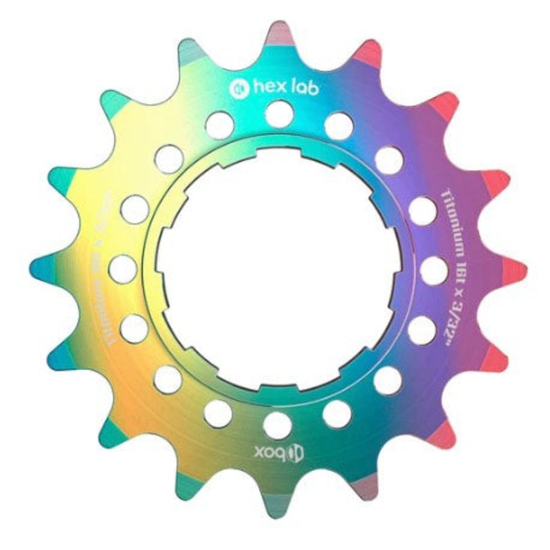 BOX Hex Lab 3/32″ CNC Titanium Cog Rainbow – 16t