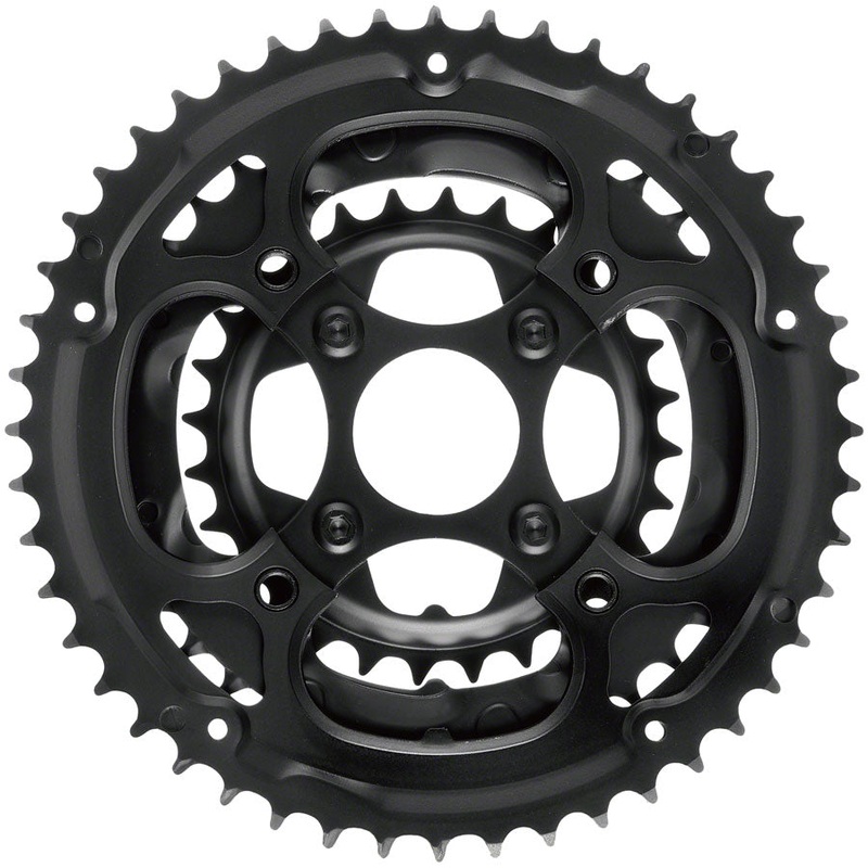 Samox 338ASS Chainring Set – 48/36/28t 104/Riveted BCD Aluminum Outer Ring Steel Middle/Inner Ring BLK