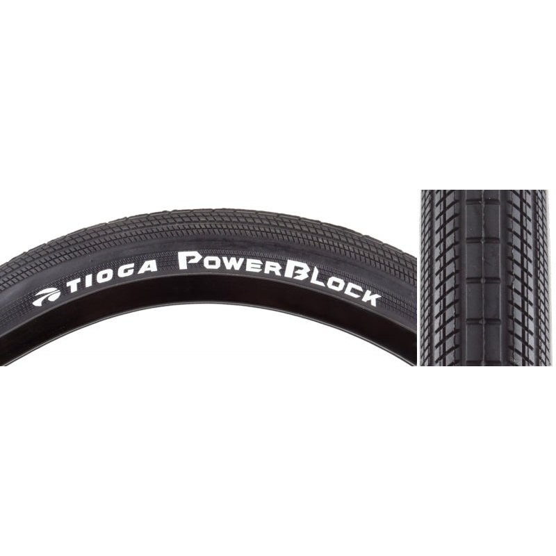 Tioga PowerBlock Tire – 20 x 1.4 Clincher Wire Black 60tpi