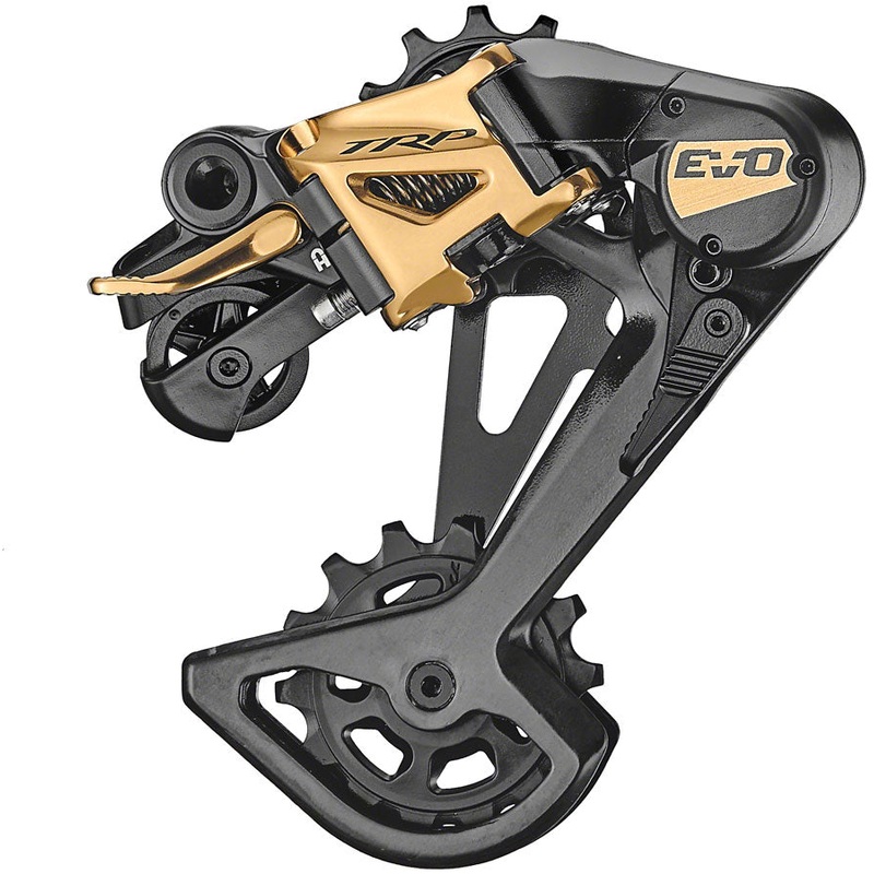 TRP RD-M9050-L EVO12 Rear Derailleur – 12-Speed, Long Cage, 52t Max, Clutched, Carbon Outer Cage, Black/Gold