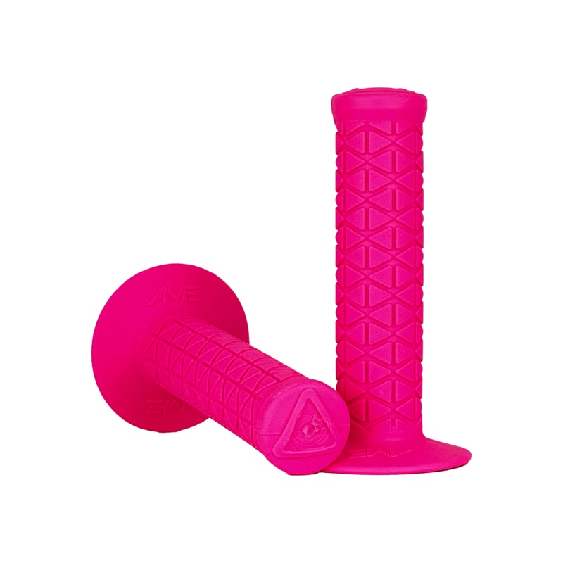 AME Triangle BMX Grips – Flanged – Fluorescent Pink – USA Made
