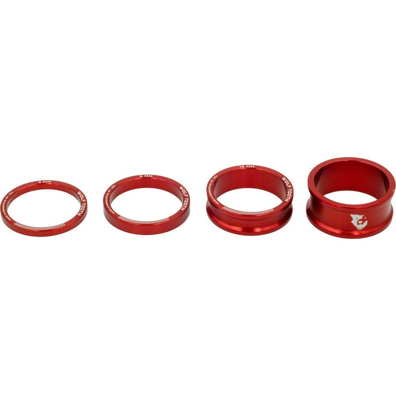Wolf Tooth Headset Spacer Kit 3, 5,10, 15mm, Red