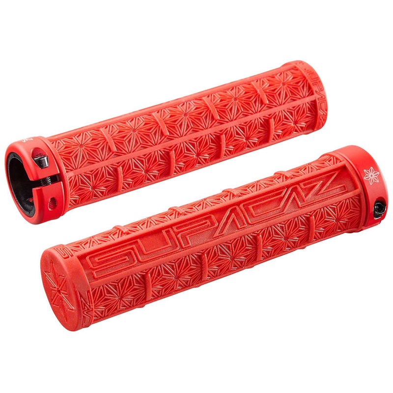 Supacaz Grizips Grips: Red with Black Star Ringz