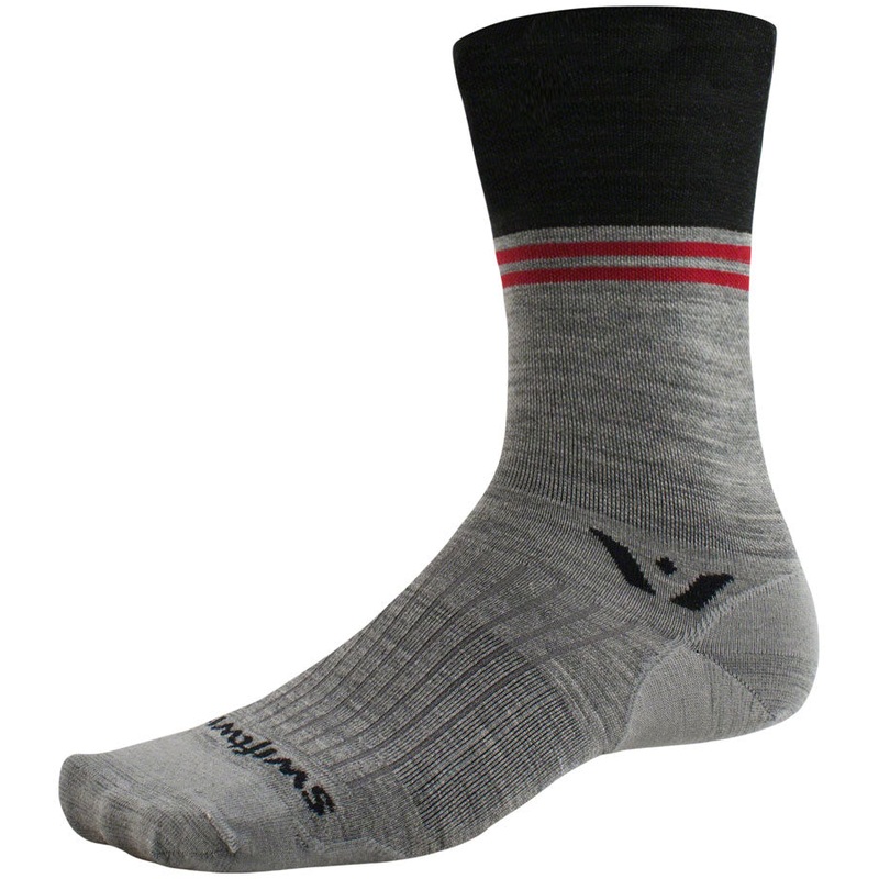 Swiftwick Pursuit Seven Ultralight Socks – 7″ Block Stripe Charcoal Small