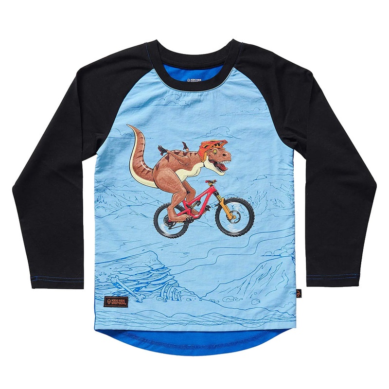 Windproof Kids MTB Jersey Dino YXXS, Blue & Black
