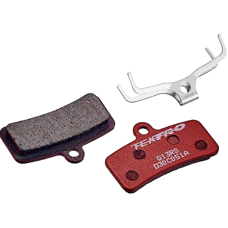 Tektro Q13RS Disc Brake Pad – Resin, 5mm Thickness, For 4-Piston Brake Calipers, Red