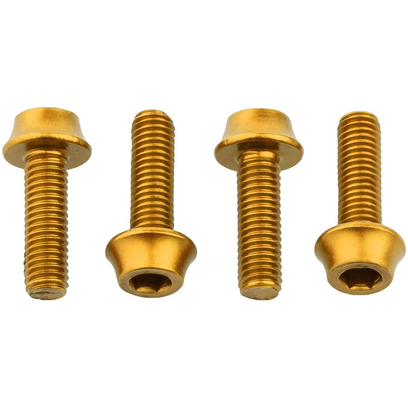 Wolf Tooth Water Bottle Cage Bolts – Set/4, Aluminum, Gold
