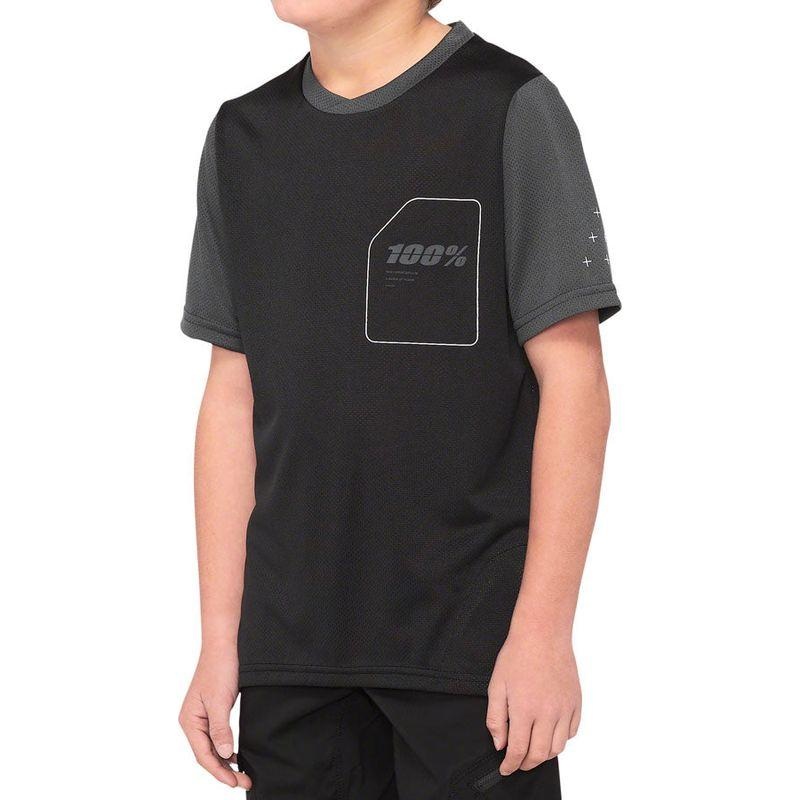 100% Ridecamp Jersey – Black/Charcoal Short Sleeve Youth X-Large