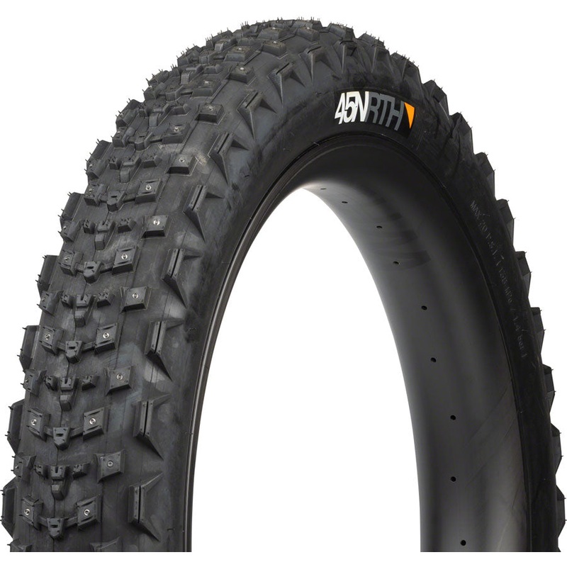 45NRTH Dillinger 4 Tire – 26 x 4.2 Tubeless Folding BLK 120 TPI 168 Large Concave Carbide Aluminum Studs