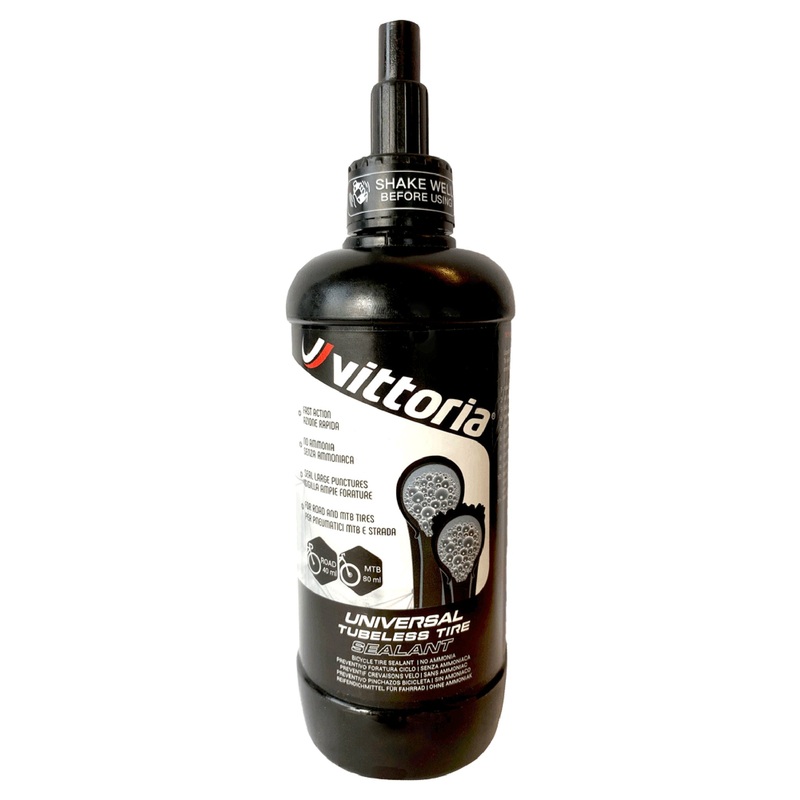 Vittoria Universal Tubeless Tire Sealant Collection  Fast-Acting, Liquid Particle-Based Puncture Repair for Road & MTB Tires, 80ml to 1000ml