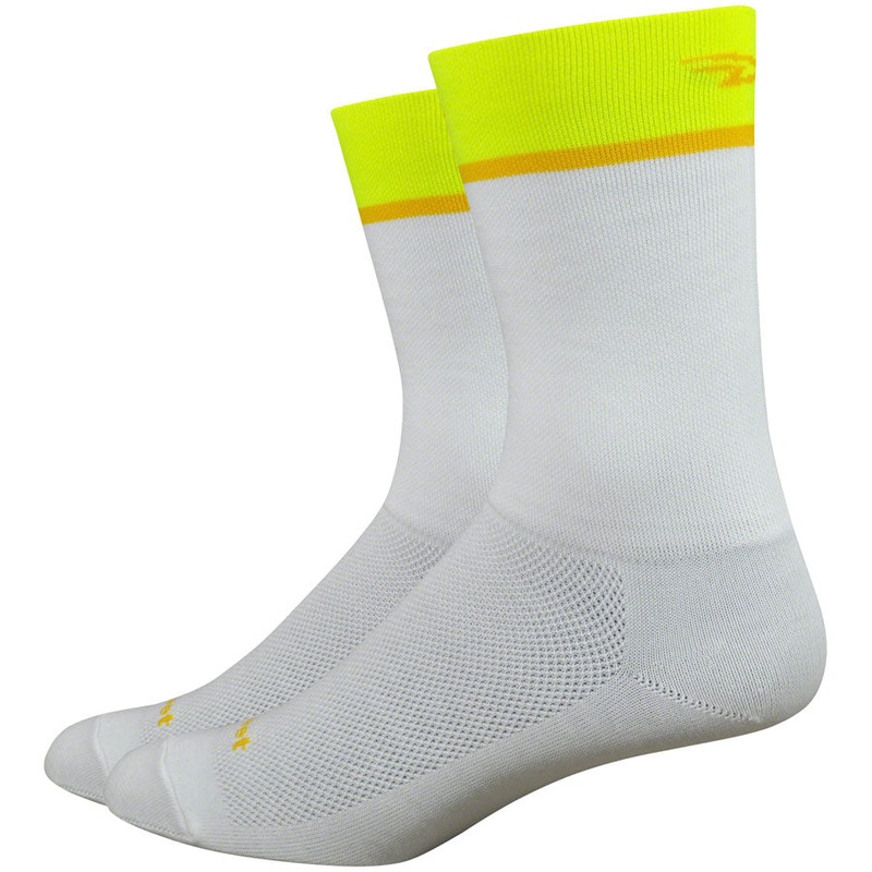 DeFeet Aireator Team Socks – 6 inch, White/Hi-Vis, Small