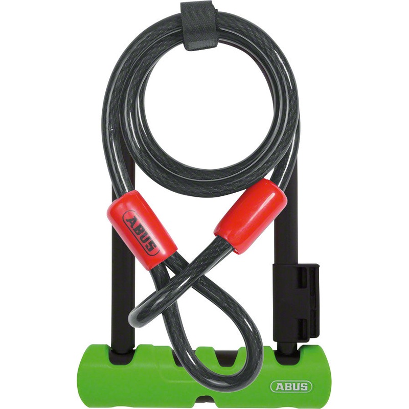 Abus Ultra 410 U-Lock – 3.9 x 7″, Keyed, Black/Green, Includes Cobra cable and bracket