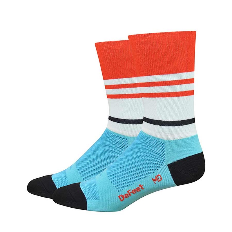 DeFeet Aireator 6″ Socks Light Blue/Poinciana L Pair