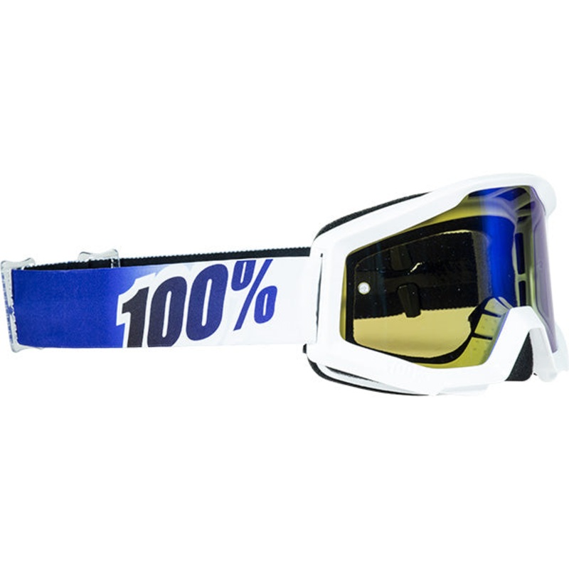 100% Strata Moto Goggles-Ice Age-With Mirrored Blue Lens