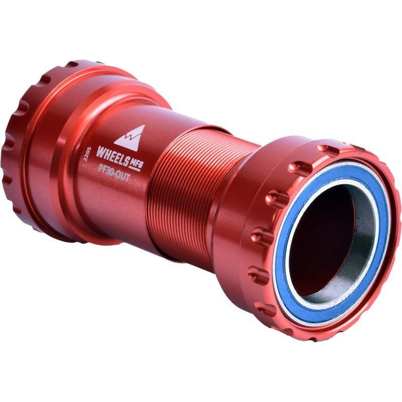 Wheels Manufacturing PF30 Outboard Bottom Bracket – For 30mm Spindle ABEC-3 Bearings PressFit Thread Together Red