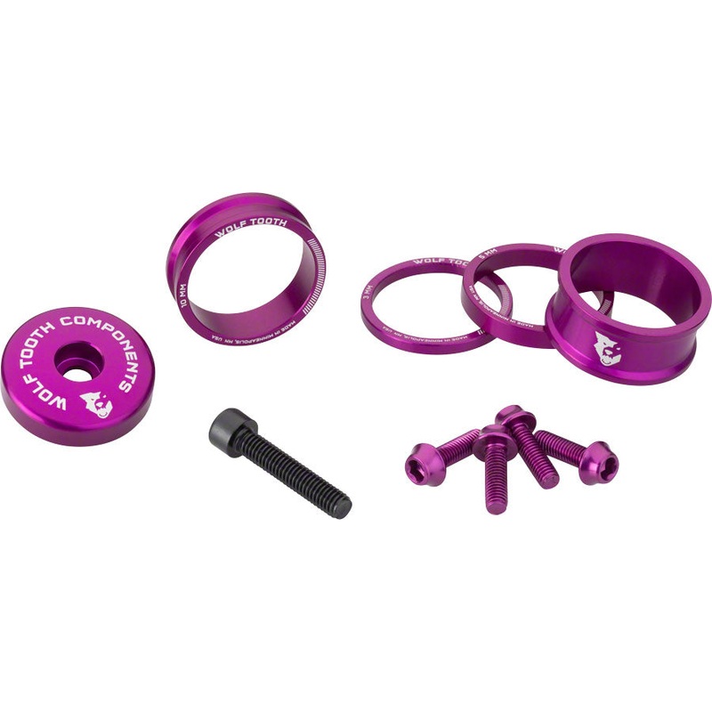 Wolf Tooth BlingKit: Headset Spacer Kit 3, 5,10, 15mm, Purple