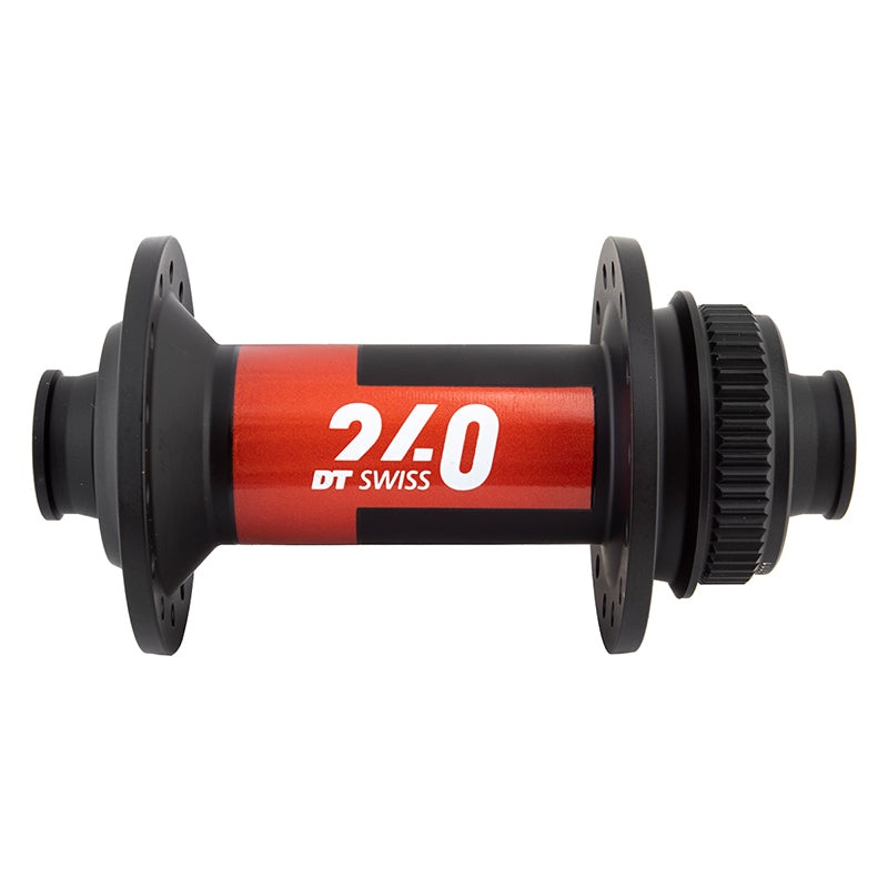 DT Swiss 240 Front Hub – 12 x 100mm Center-Lock Black/Red 28H