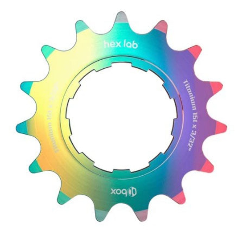 BOX Hex Lab 3/32″ CNC Titanium Cog Rainbow – 15t