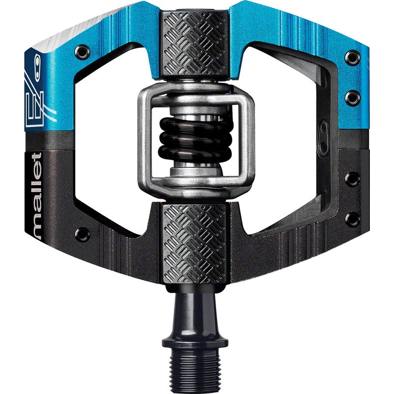 Crankbrothers Mallet Enduro Pedals – Dual Sided Clipless with Platform, Aluminum, 9/16″, Blue/Black, Long Spindle