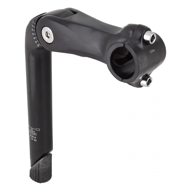 Sunlite Adjustable Stem Quill 110mm 25.4mm Adj. 0-60 Deg Black Aluminum MTB