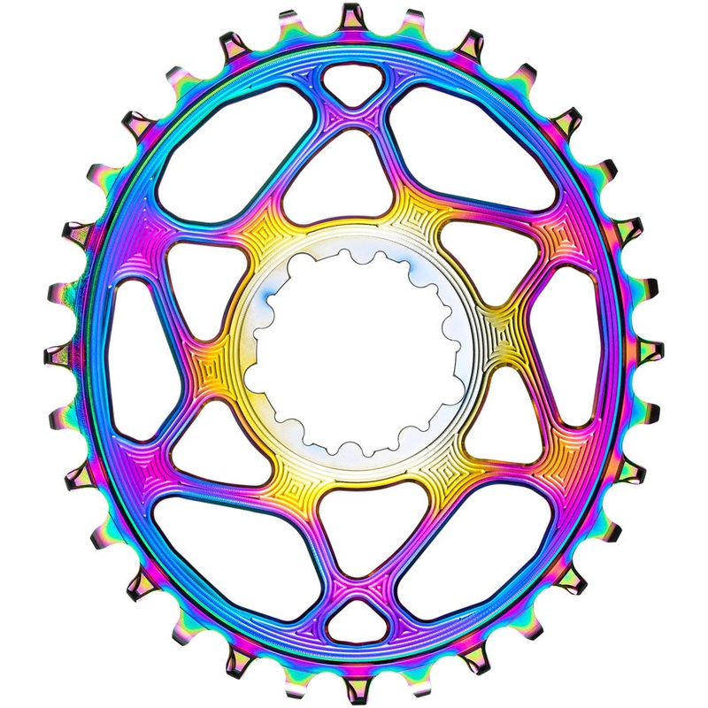 absoluteBLACK Oval Narrow-Wide Direct Mount Chainring – 36t SRAM 3-Bolt Direct Mount 3mm Offset PVD Rainbow