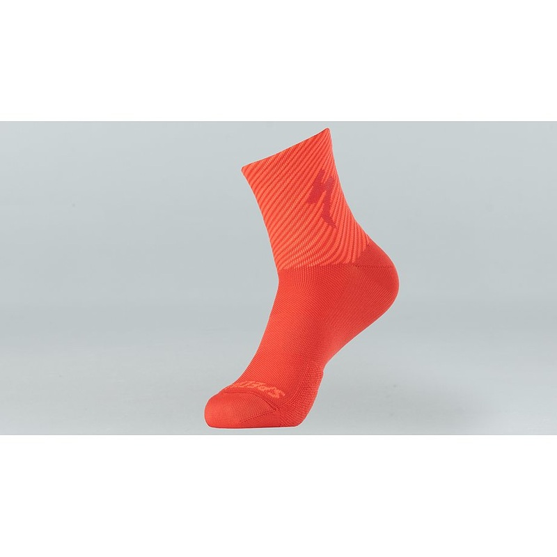 Specialized soft air mid sock flo red/rocket red stripe xl