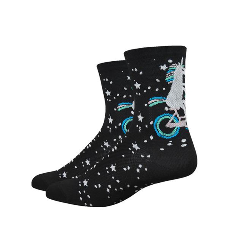DeFeet Aireator 4″ Unicorn Womens Socks 5-7 Black