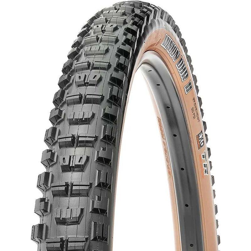 Maxxis Minion DHR II Tire – 27.5 x 2.4 Tubeless Folding Black/Dark Tan Dual EXO Wide Trail